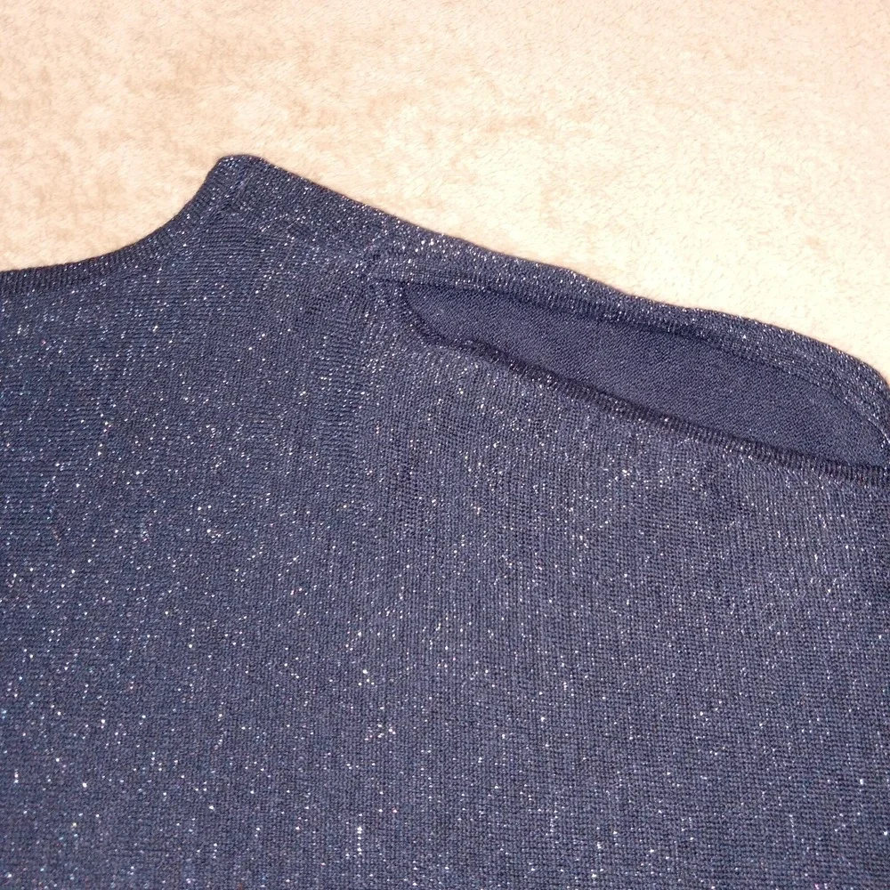 Soft Surroundings Tunic Round Neck Glitter Style Top Navy Blue Medium - Picture 9 of 11